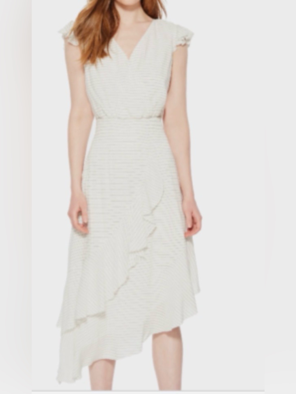Parker Black White Striped Asymmetric Jannie Ruffle Dress Xs Retail Retail$298
